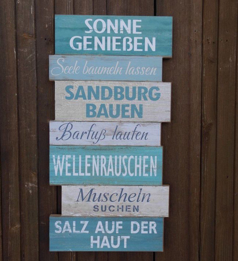 Deko-Impression Wanddekoobjekt Schild Strandregeln Gartenregeln Beach Relax Sonne Holz /MDF 49 cm (1 St)