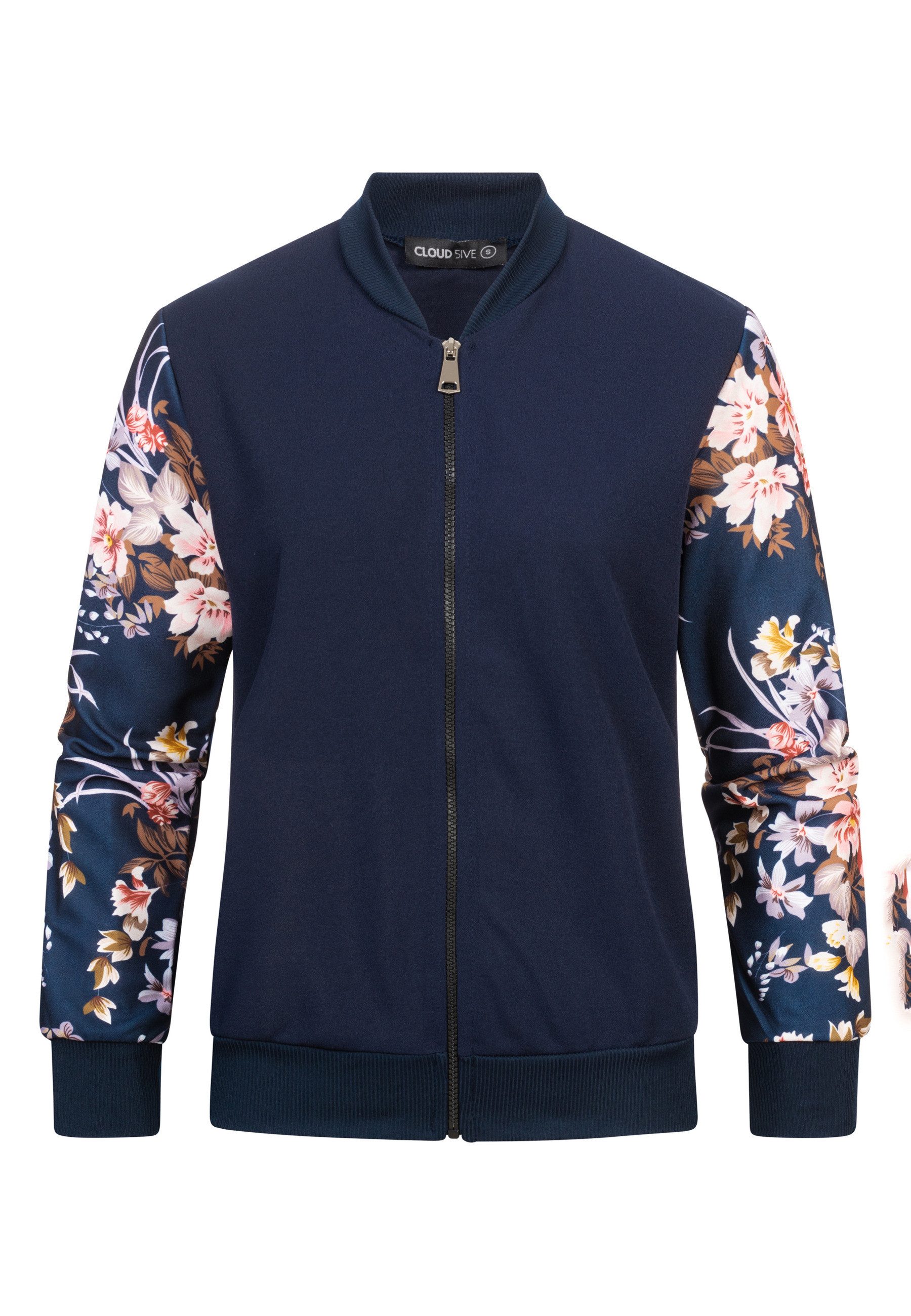 CLOUD 5IVE Bomberjacke CLOUD 5IVE Blouson with Flower Print Sleeves (1-St)
