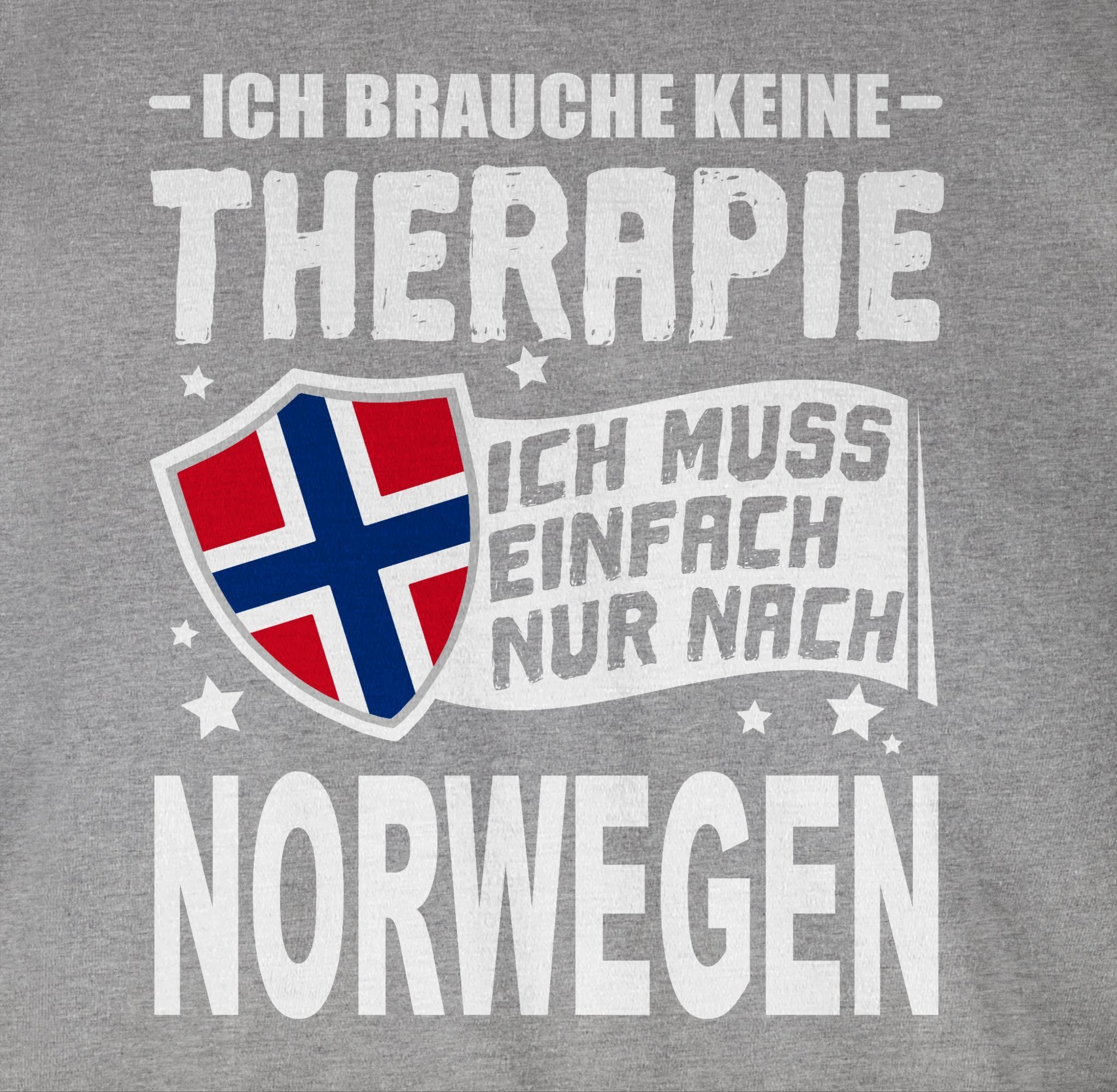 einfach Shirtracer keine Ich Grau nach Ich brauche weiß 3 Wappen nur T-Shirt Norwegen Therapie Länder meliert muss -