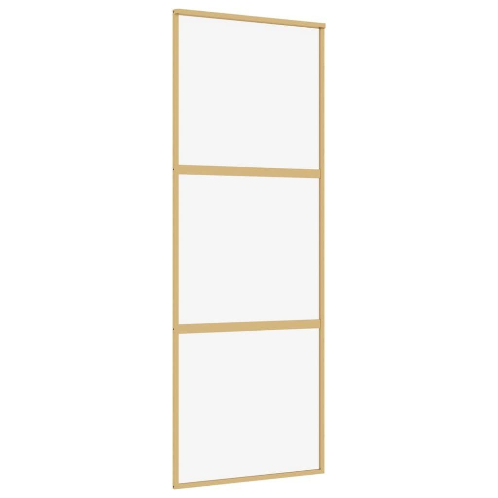vidaXL Zimmertür Schiebetür Golden 76x205 cm ESG-Klarglas und Aluminium Zimmertür