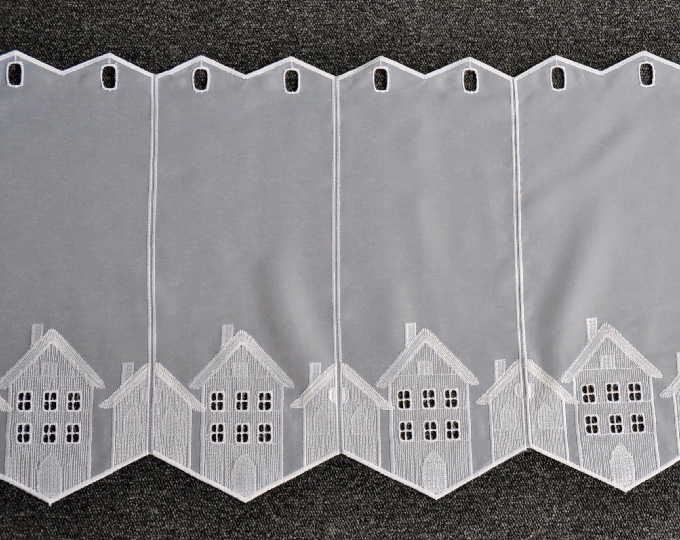 Stickereien Plauen Scheibengardine Häuser (1 St), Stangendurchzug, halbtransparent, Voile – Bild 2 von 5