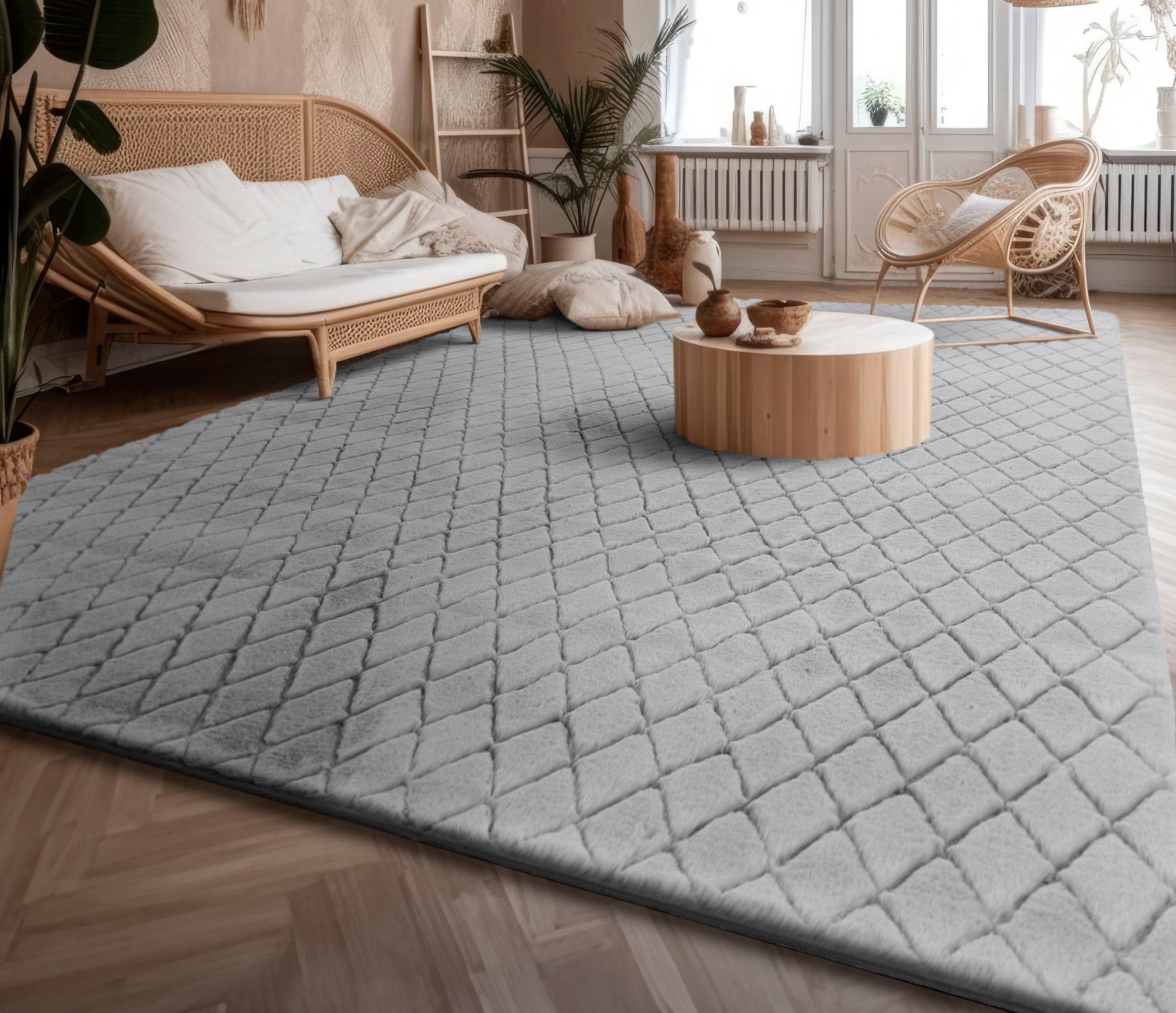 Paco Home Hochflor-Teppich »Arnheim 742«, rechteckig, 26 mm Höhe, Uni Farbe günstig online kaufen