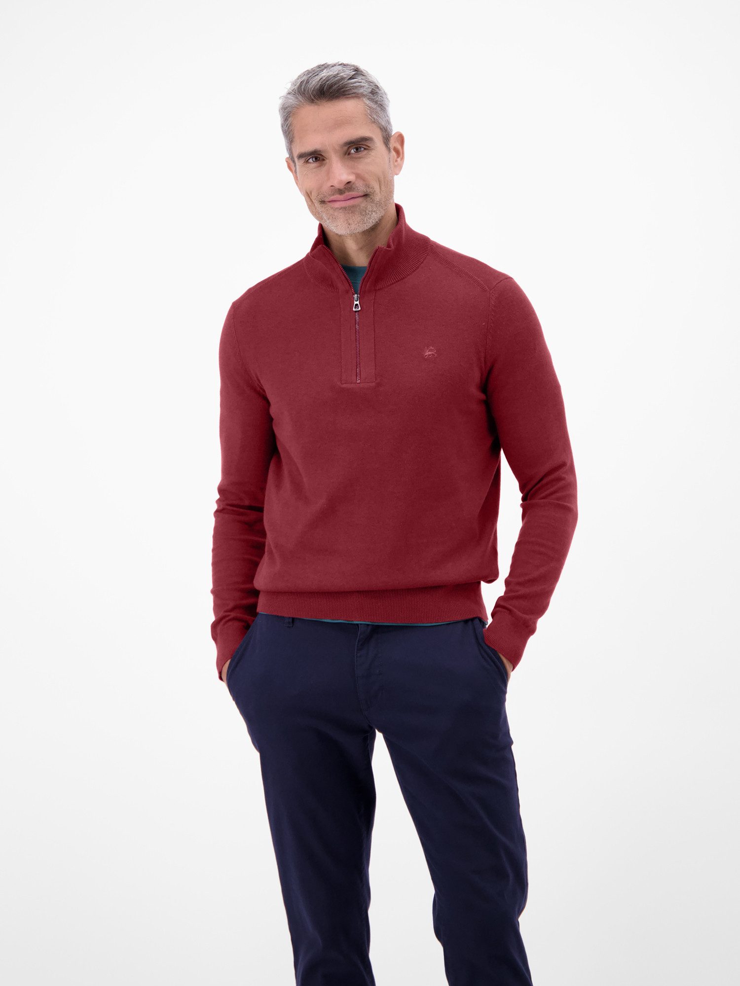 LERROS Troyer LERROS Flachstrickpullover mit Troyerkragen