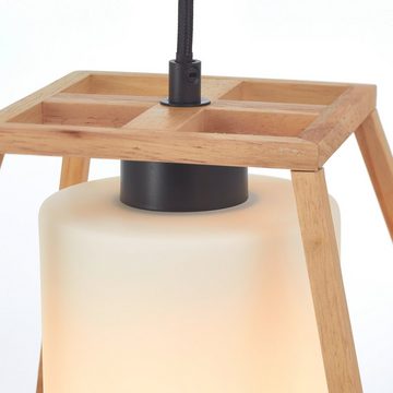 Lightbox Pendelleuchte, ohne Leuchtmittel, Hängelampe, 23 x 23 x 120 cm, E27, kürzbar, Holz/Glas, natur/weiß