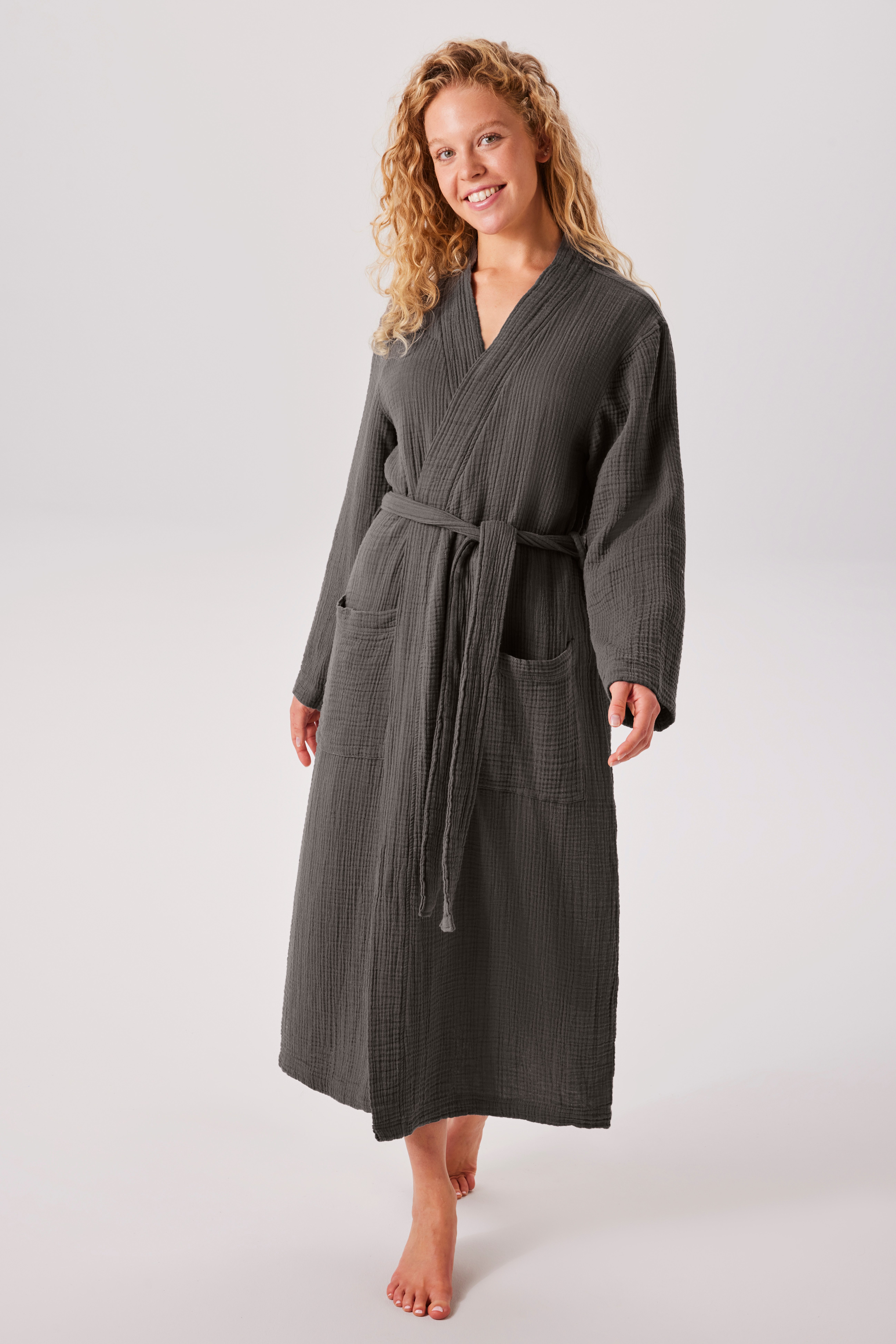 my home Bademantel Juna Musselin, ideal für Sauna & Spa, Hotelbademantel, M günstig online kaufen