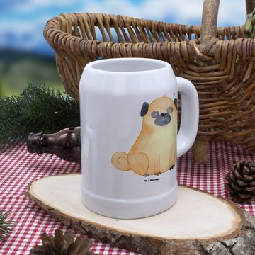 Mr. & Mrs. Panda Bierkrug Mops - Weiß - Geschenk, Hund, Hundeliebe, 500ml, Hundebesitzer, Krug, Steinzeug, Liebevolle Motive