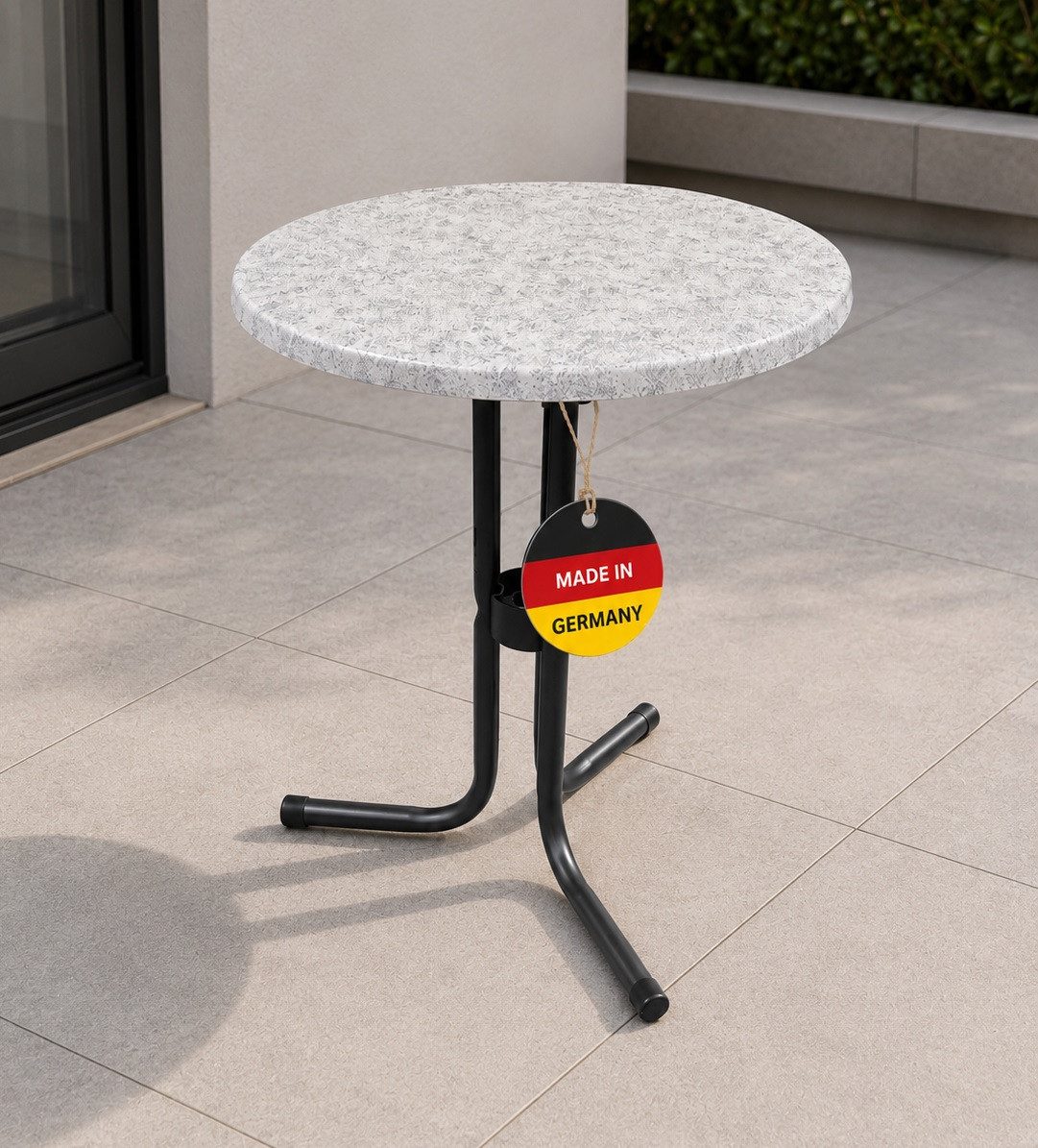 Gardissimo Gartentisch Fontana mit blau weißer Topalit Tischplatte 60 cm rund breit (Spar-Set, 1-St., 1 Tisch), Made in Germany / wetterfest / UV-beständig