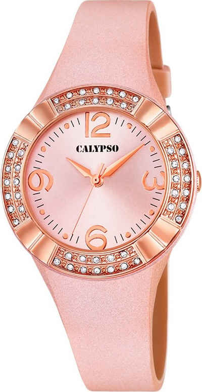 CALYPSO WATCHES Quarzuhr »Calypso Damen Uhr K5659/2 Kunststoffband«, (Armbanduhr), Damen Armbanduhr rund, PURarmband rosa, Fashion