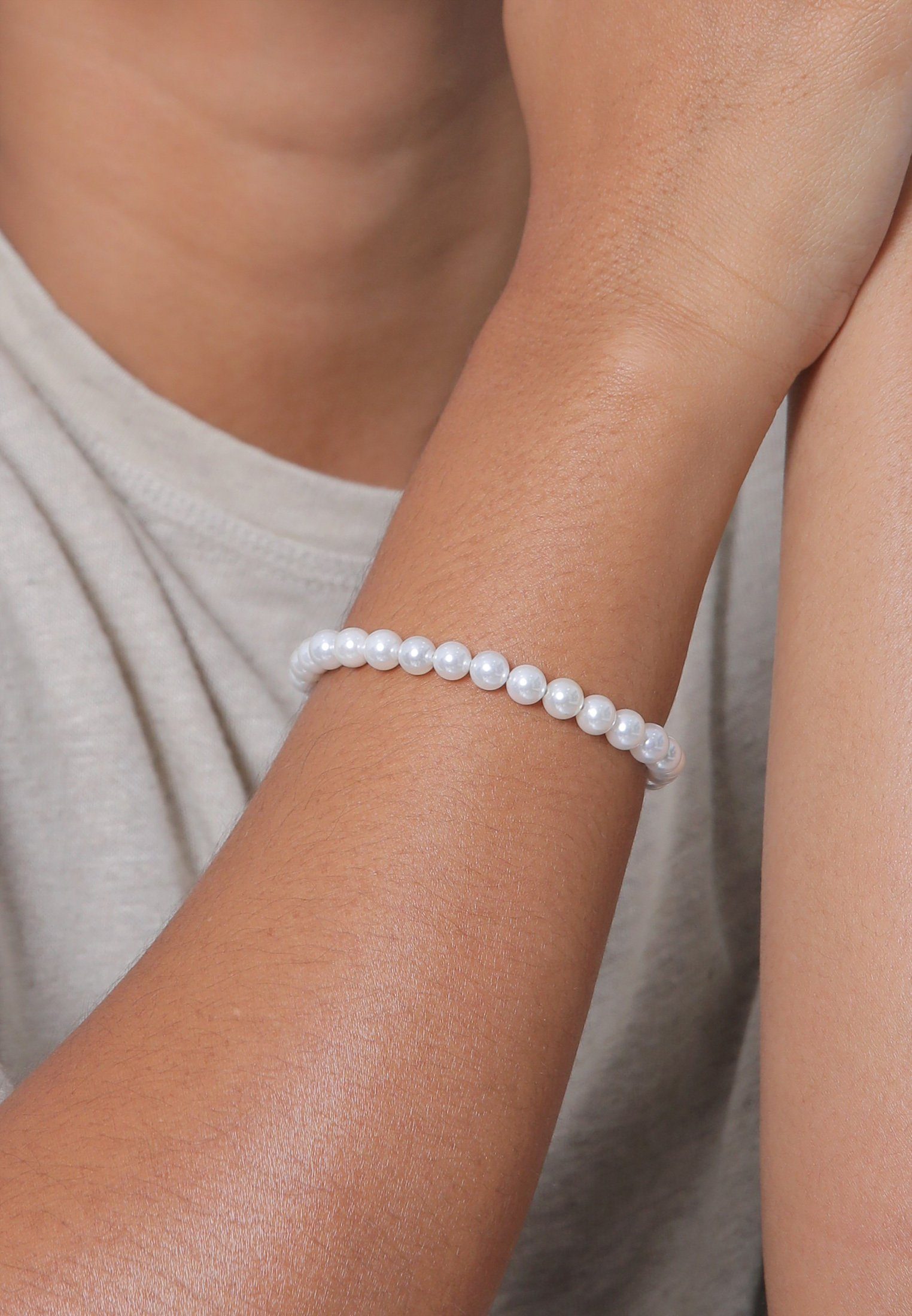Elli Perlenarmband Zeitlos aus Muschelkernperlen 925 Silber – Bild 4 von 5