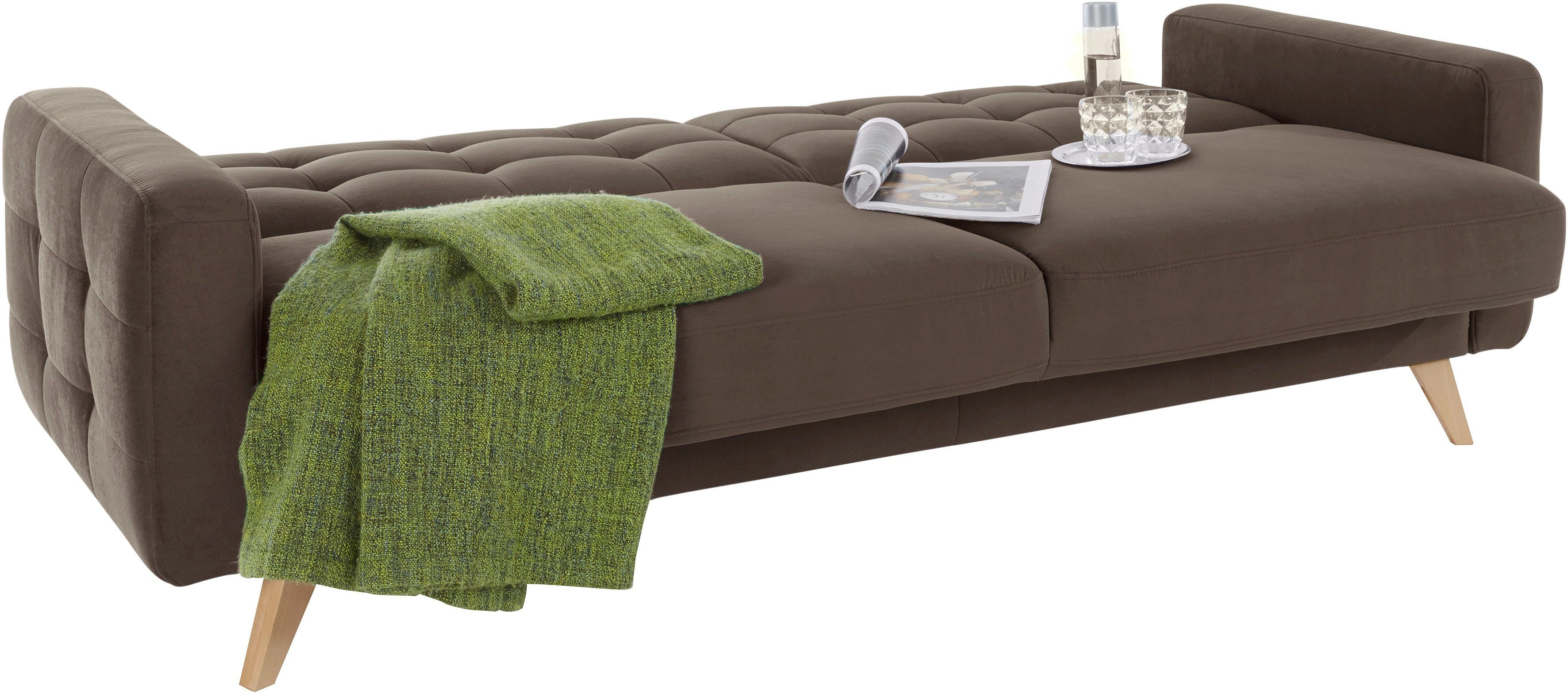 exxpo - sofa fashion 3-Sitzer Nappa, kompakt, bequem, zeitloses Design, Breite 222cm, L-Form, tolle Detailverarbeitung