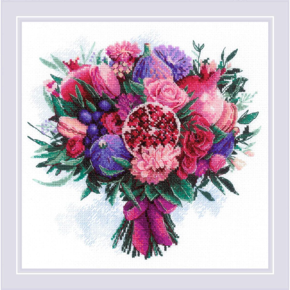 Riolis Kreativset Kreuzstich Stickpackung "Fruchtiges Bouquet", Zählmuster, 25x25cm, (embroidery kit by Marussia)