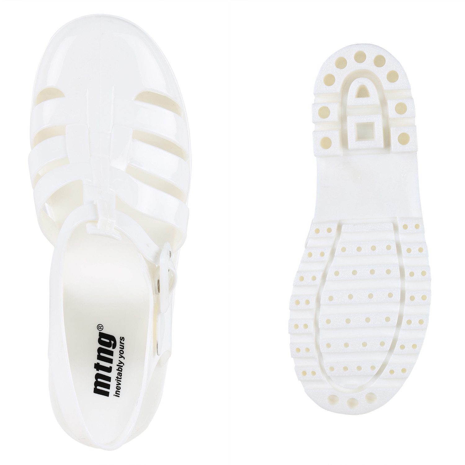 VAN HILL 837646 Pantolette Damen Sandalen Pantoletten Bequeme Lack Cut-Outs Bade-