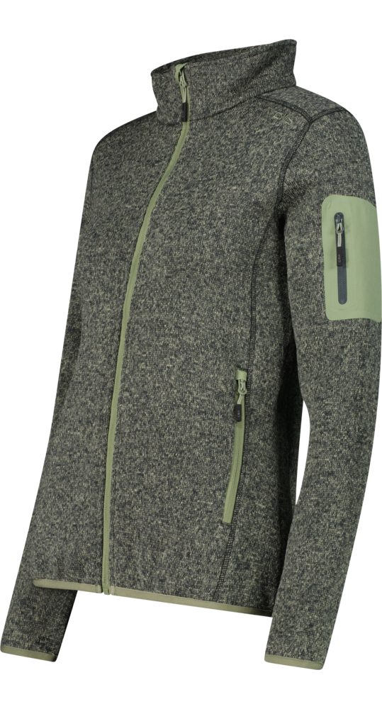 CMP Strickfleecejacke KNITTED MELANGE FLEECE WOMAN JACKET mit Reißverschluss, wasserabweisend, windabweisend, wärmeisolierend
