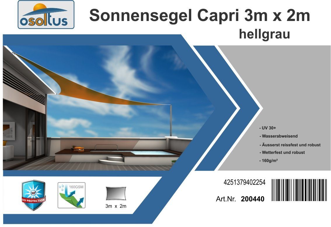 osoltus Seilspannsonnensegel Sonnensegel 3m x 2m günstig online kaufen
