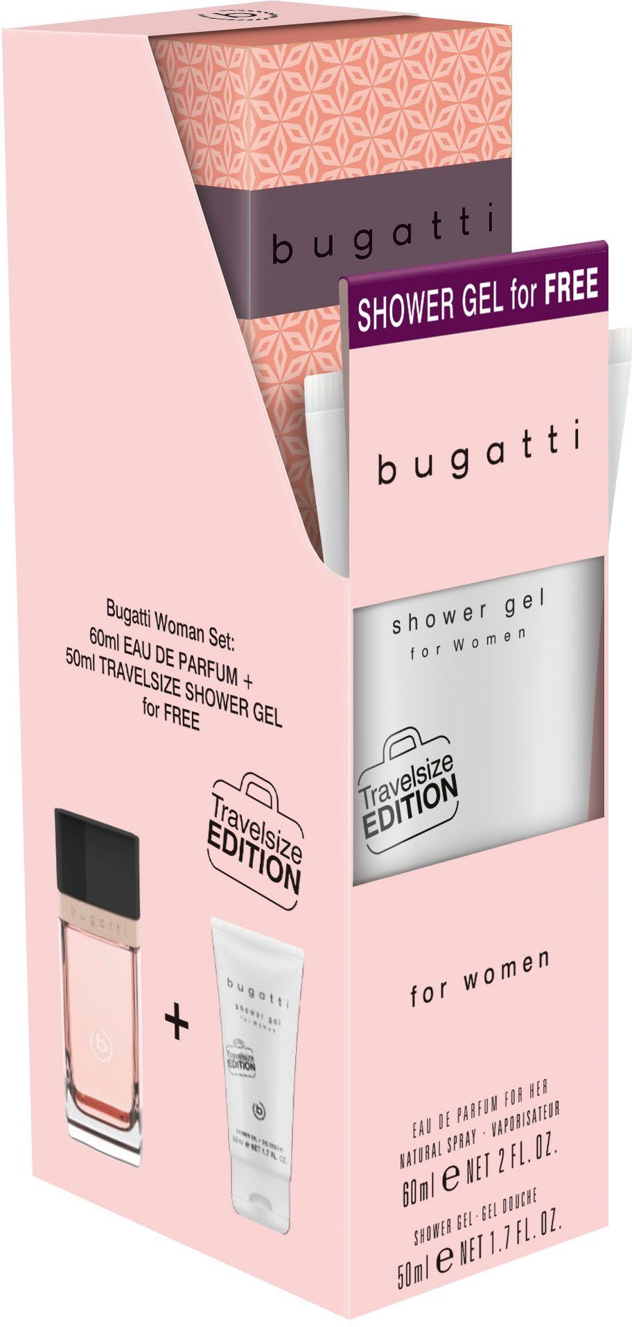 Eau 50 de bugatti ml bugatti Parfum ml Bundle, EdP + (gratis) Eleganza 60 2-tlg. Duschgel