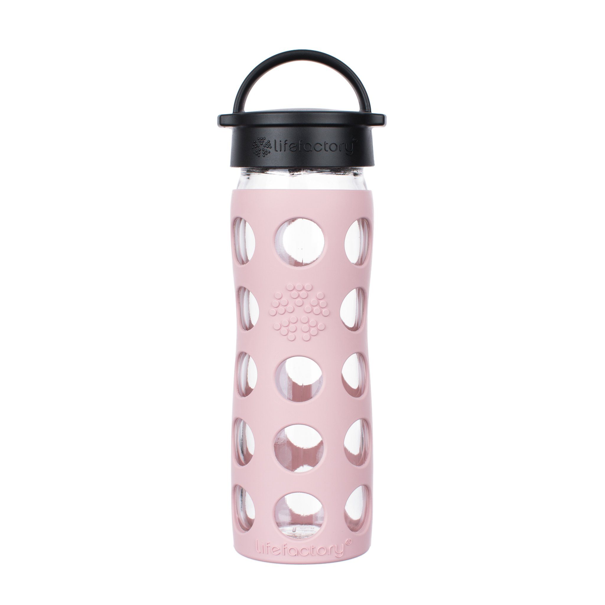 Rose Flasche Glas Lifefactory Desert und mit Schraubverschluss, Babyflasche, Lifefactory Silikonhülle 475ml