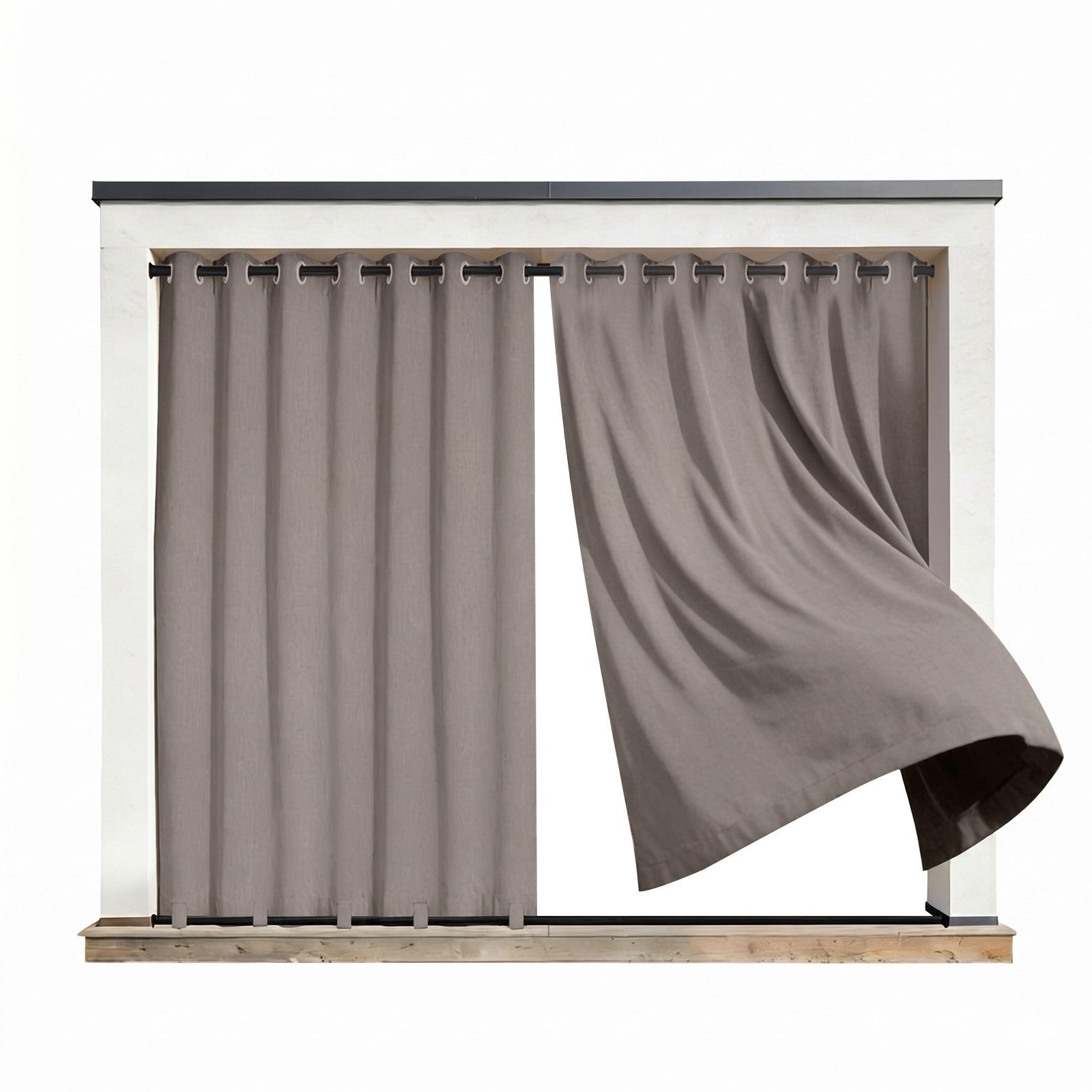 Sunicol Outdoorvorhang Wetterfest 100% Blickdichte Gardinen mit Ösen Sonnenschutz Sichtschutz (1 St), Extra breit Winddicht Terrasse Vorhänge für Pavillon/Balkon