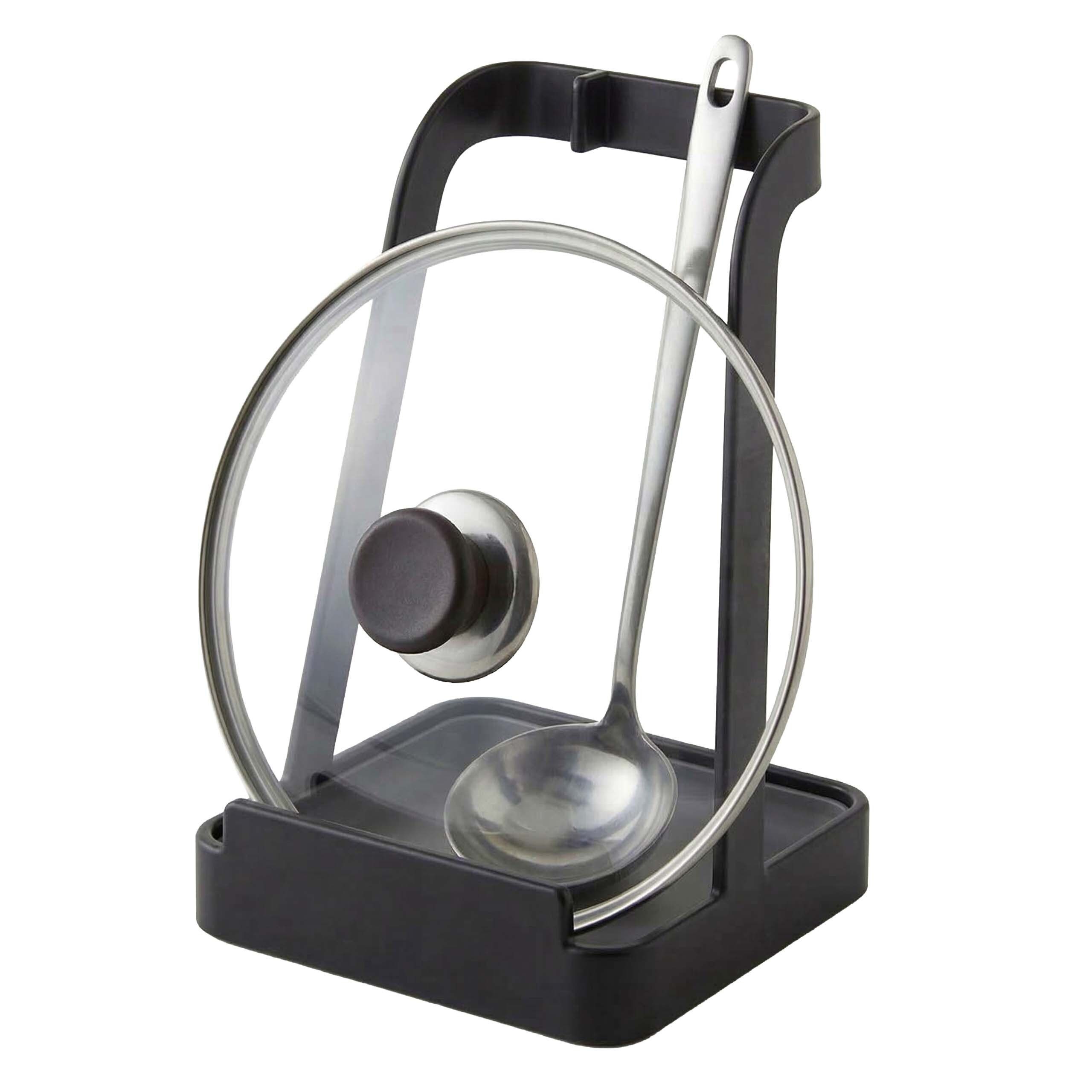 relaxdays Kochlöffelhalter Kochlöffel Ständer & Topfdeckelhalter, (1-tlg), schwarz