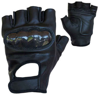 PROANTI Motorradhandschuhe fingerlose Chopper-Handschuhe aus Leder mit Protektor