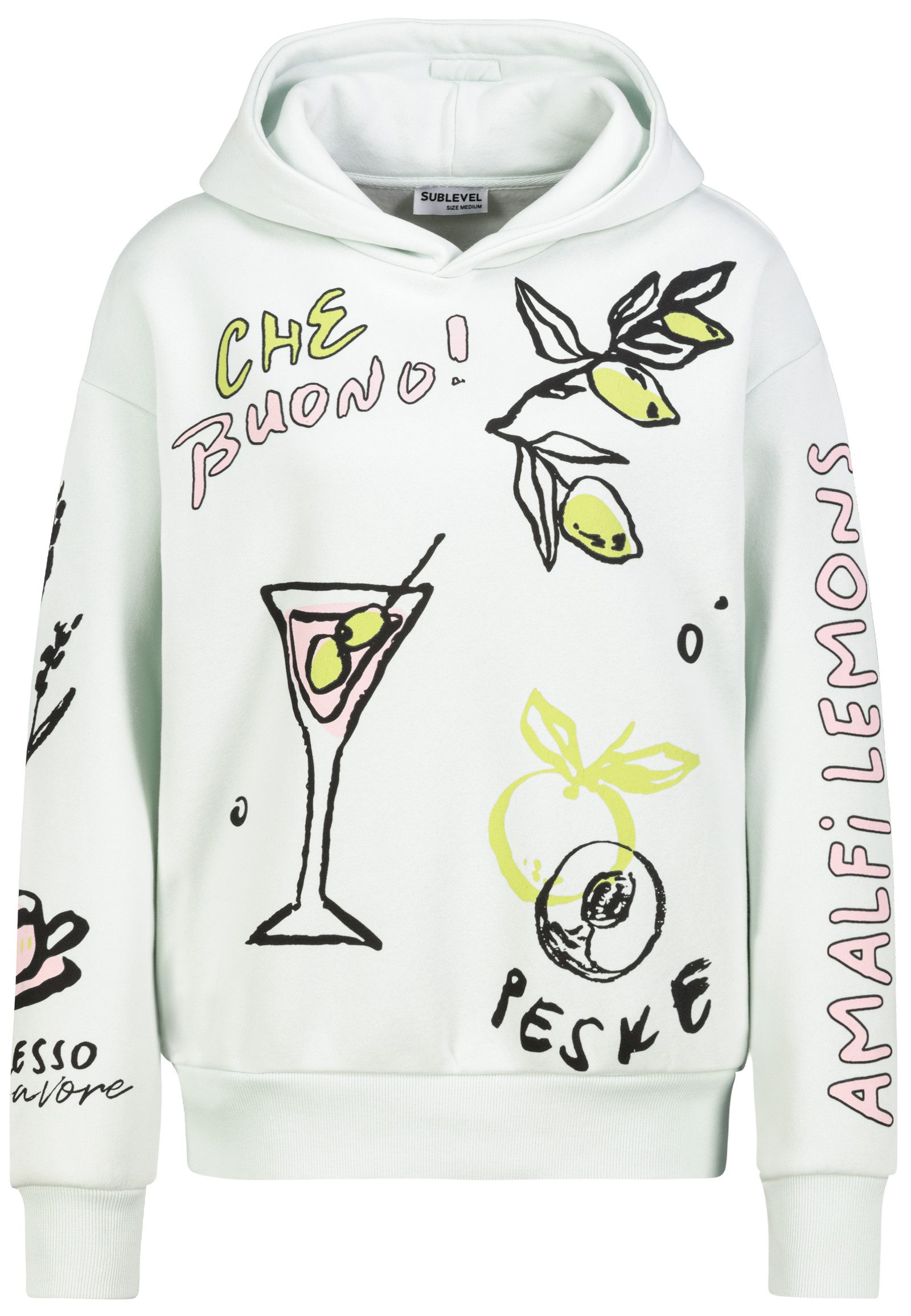 SUBLEVEL Hoodie Blumenmotiv Freizeitkleidung mit fröhlichem Statement (1-tlg) D10600BA02743_Sweat