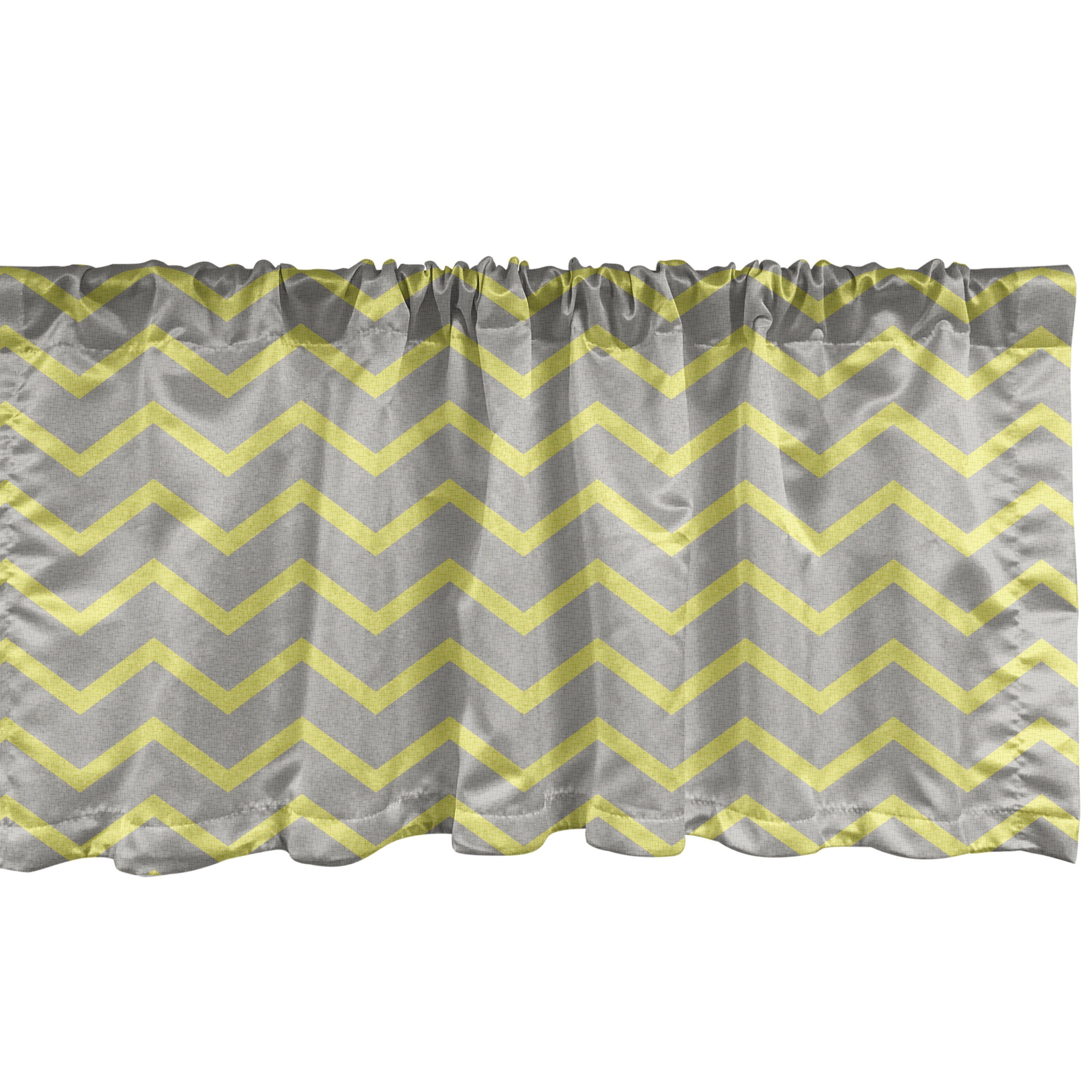 Grau Zig Vorhang Microfaser, für Modern Stangentasche, Scheibengardine Gelb Volant Küche Zag Dekor mit Abakuhaus, Schlafzimmer