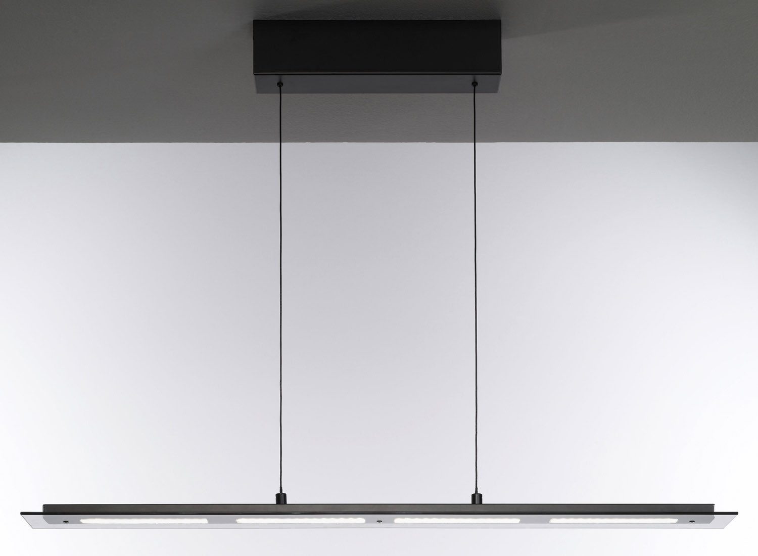 casa NOVA LED Pendelleuchte YOYO, 4-flammig, Schwarz matt, Metall, Rauchglas, Anpassung der Farbtemperatur, Dimmfunktion, Höhenverstellbar, LED fest integriert, Extra-Warmweiß, Neutralweiß, Tageslichtweiß, B 90 x H 80 - 150 x T 9 cm