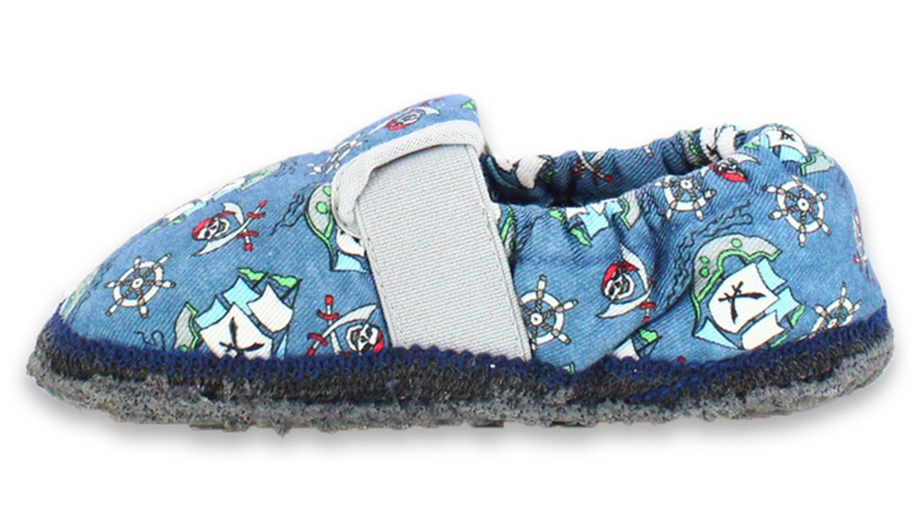 Beck Baumwollslipper Seeräuber Hüttenschuhe (mit rutschfester Laufsohle, Qualität aus Österreich) – Bild 3 von 5