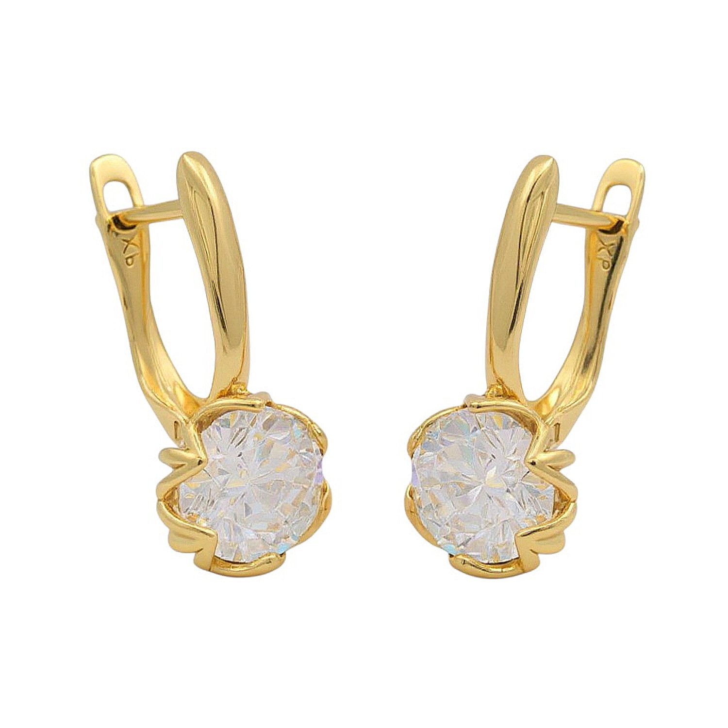 KARMA Paar Ohrhänger Ohrringe Kristall Gold Damenohrringe Edelstahl vergoldet (Geschenk für sie wasserfest hypoallergen, Damen Kristallohrringe), Ohrschmuck Damenschmuck