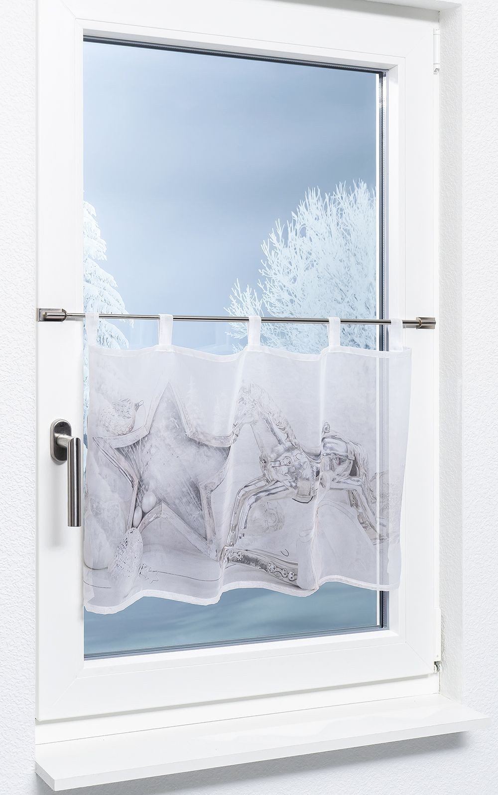 LYSEL® Scheibengardine Weihnachtsfiguren (1 St), transparent, HxB 45x120cm