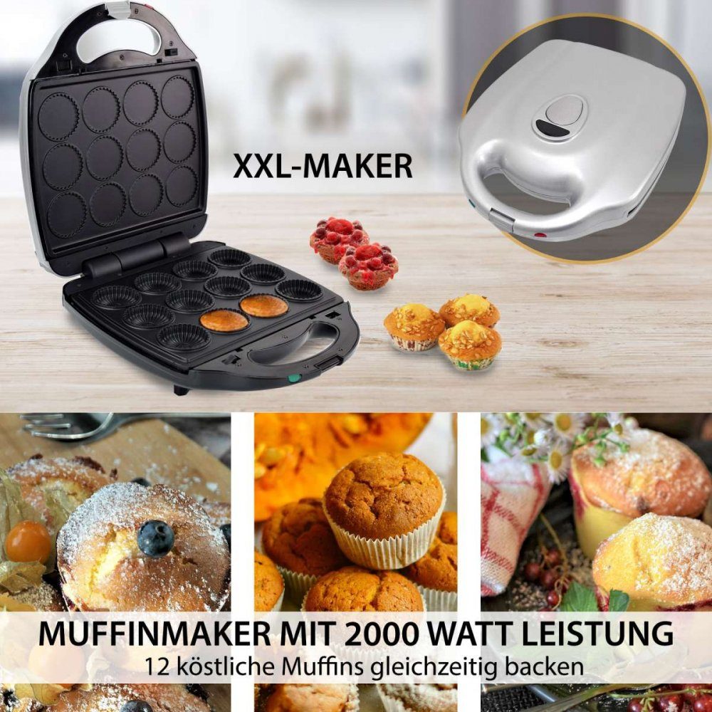 Syntrox Waffeleisen Muffinmaker Cupcake mit XXL herausnehmbaren Platten