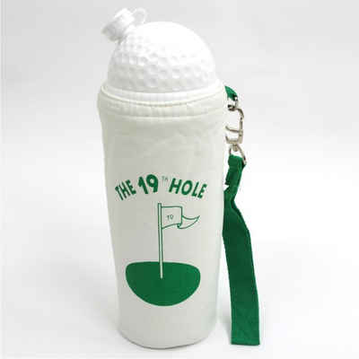 Trinkflasche Golf Thermosflasche 0,6 L in Weiß / Grün mit Golfball-Deckel 19th Hole, inkl. Schlaufe mit Karabiner
