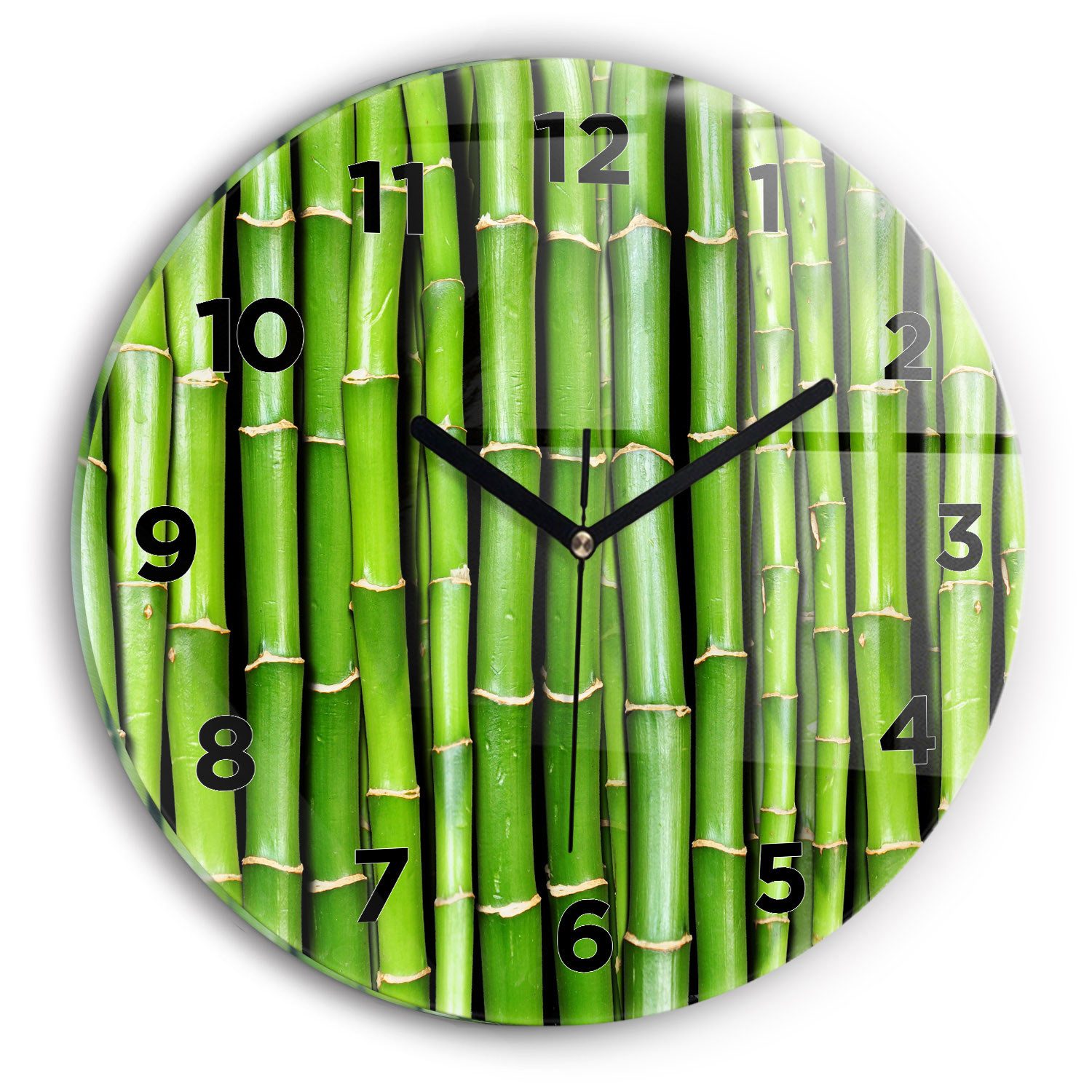 Tulup Wanduhr Glas Wanduhr Asiatischer Bambus Glasuhr Gehärtetes