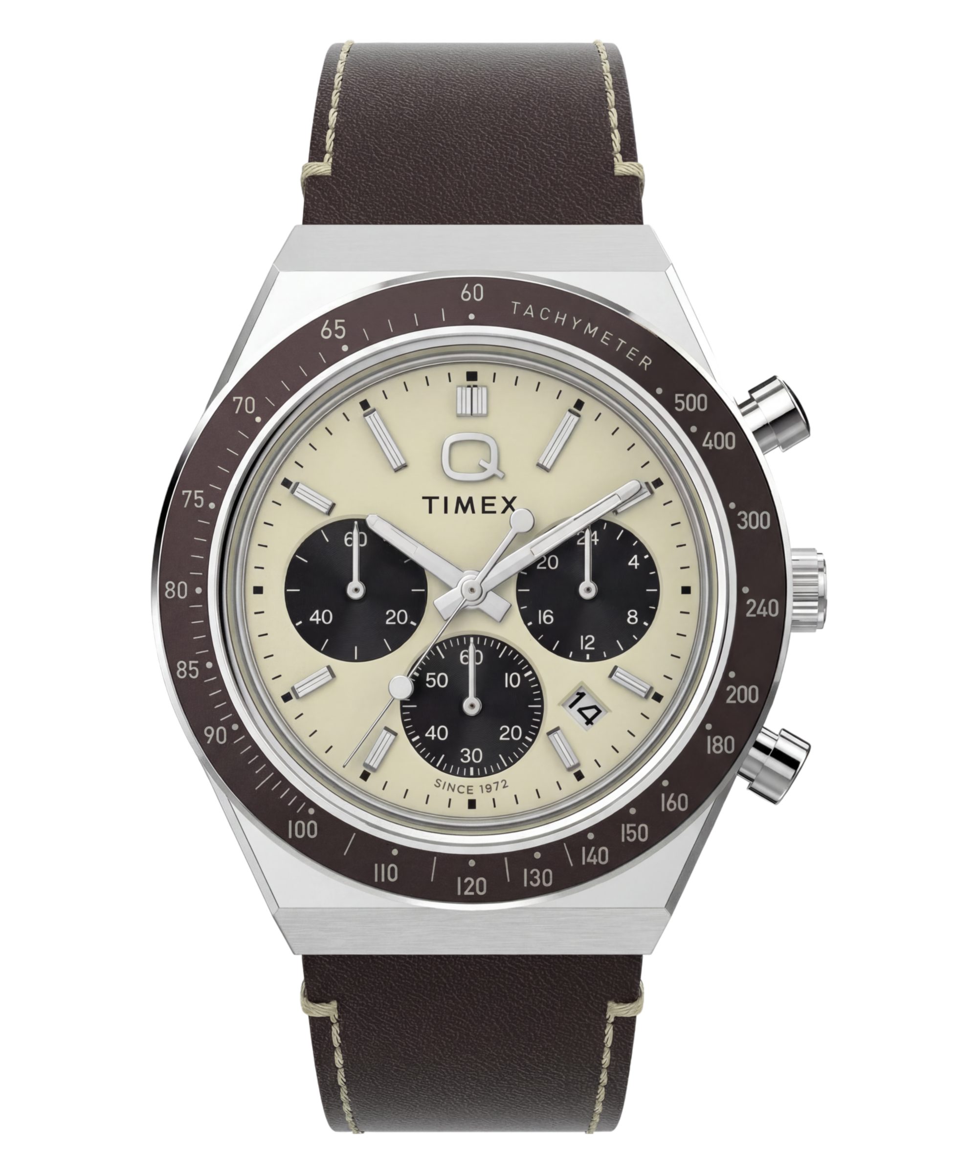 Timex Chronograph Q Timex Chrono TW2Y88700AJ, Quarzuhr, Armbanduhr, Herrenuhr, Lederarmband, analog, Tag