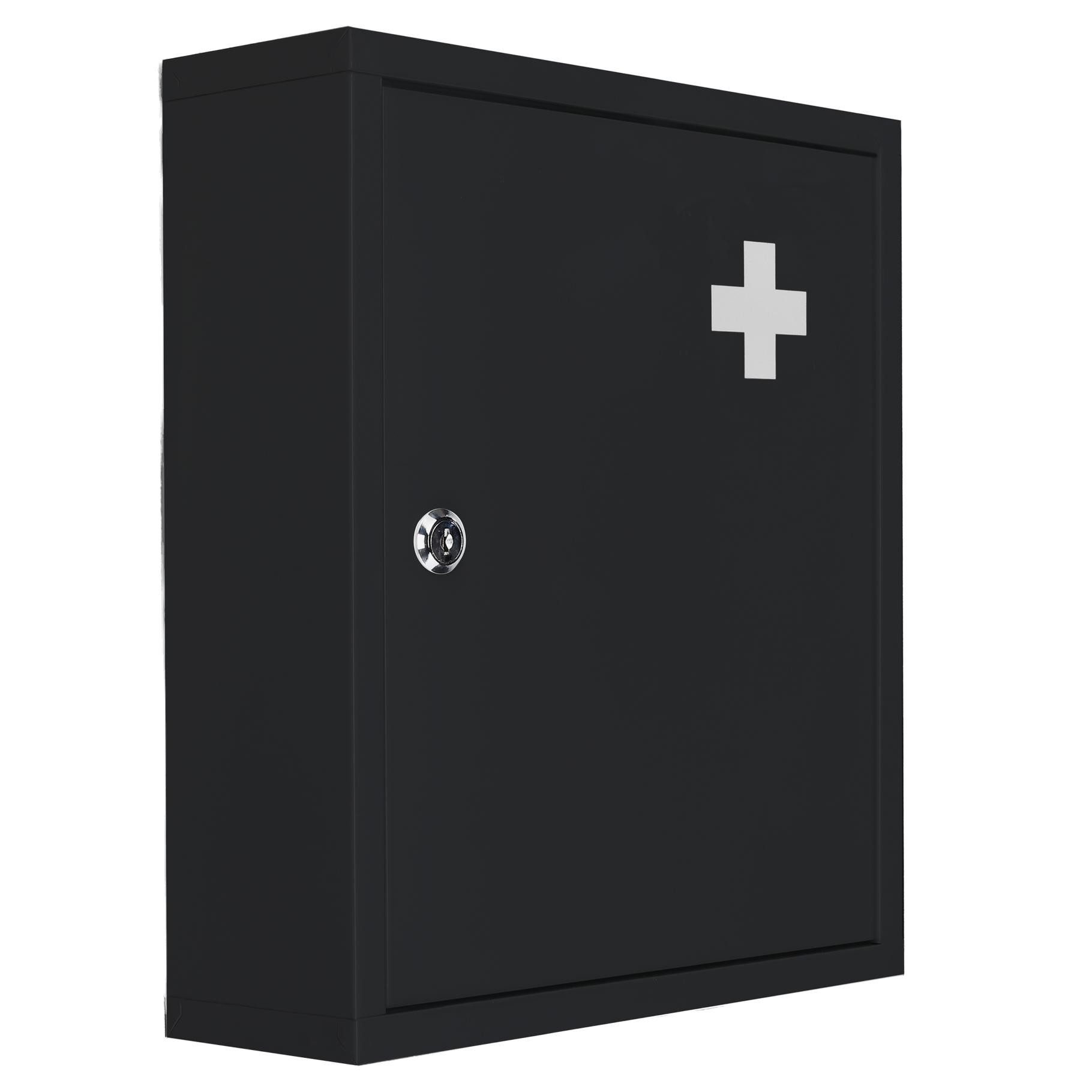 Bambelaa! Medizinschrank Medizinschrank Medikamentenschrank Hängend Schwarz 31,5 x 10 x 36 cm (1-St)