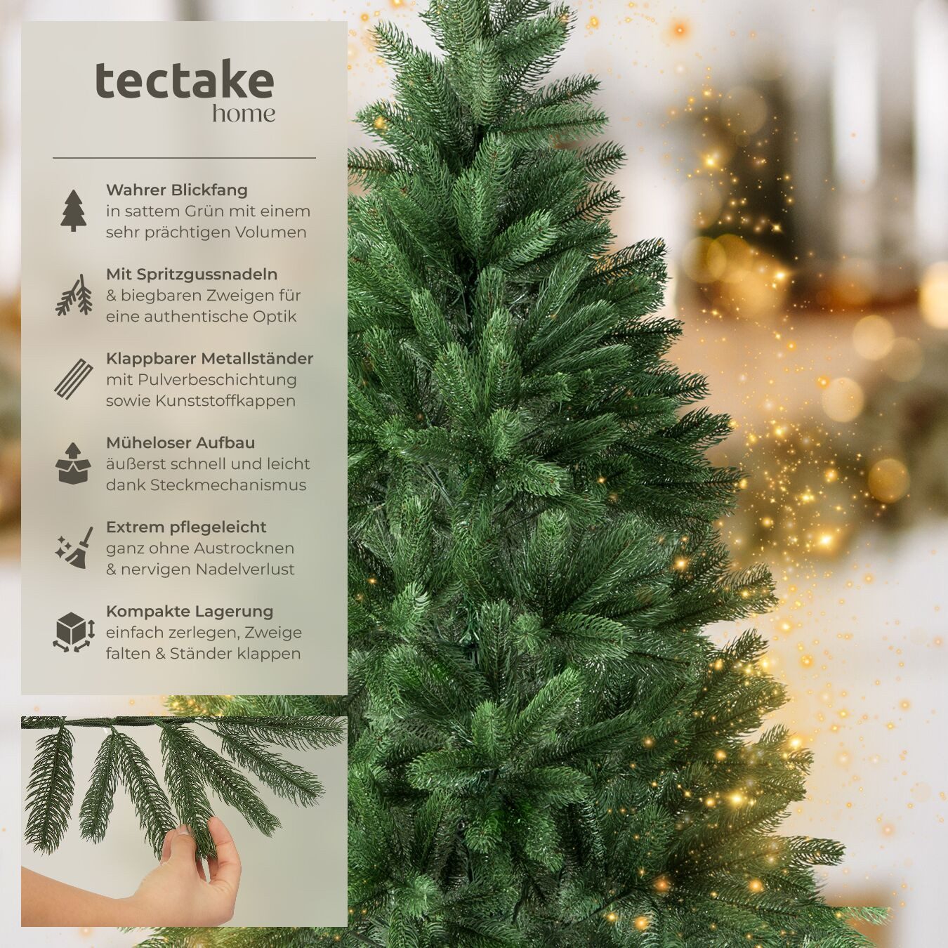 tectake Künstlicher Weihnachtsbaum Christbaum künstlich Tannenbaum 140-180c günstig online kaufen