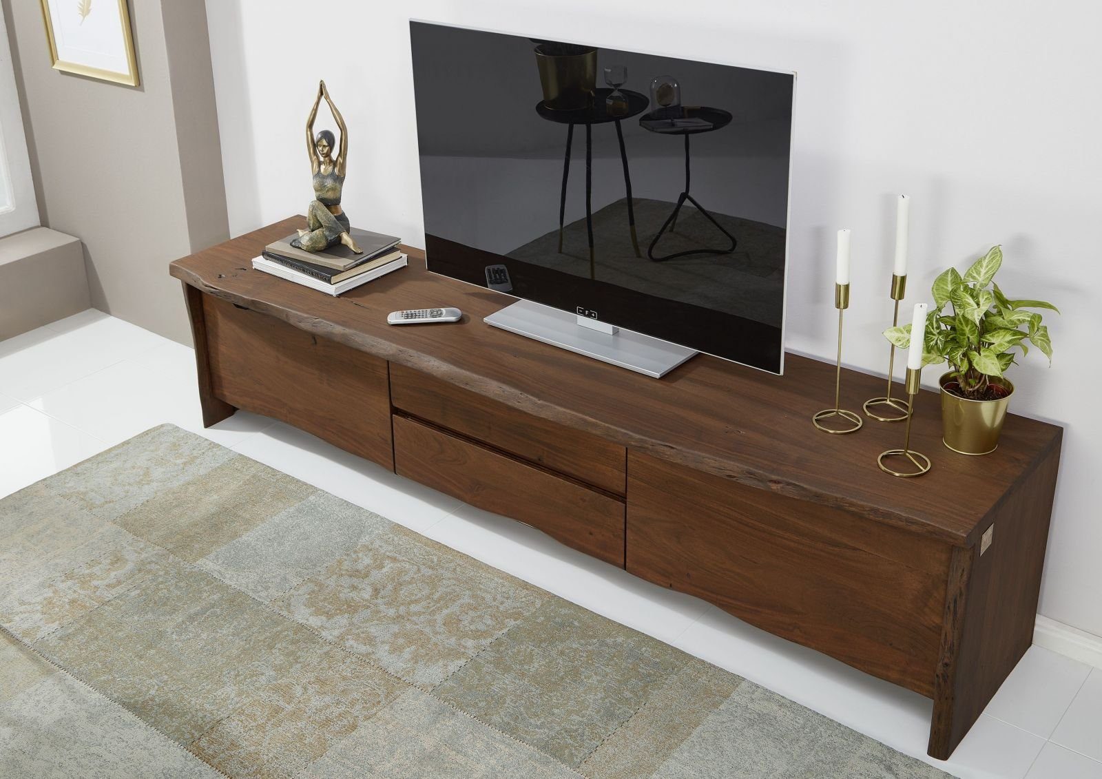 Massivmoebel24 TV-Board (TV-Board Akazie 220x45x50 braun günstig online kaufen