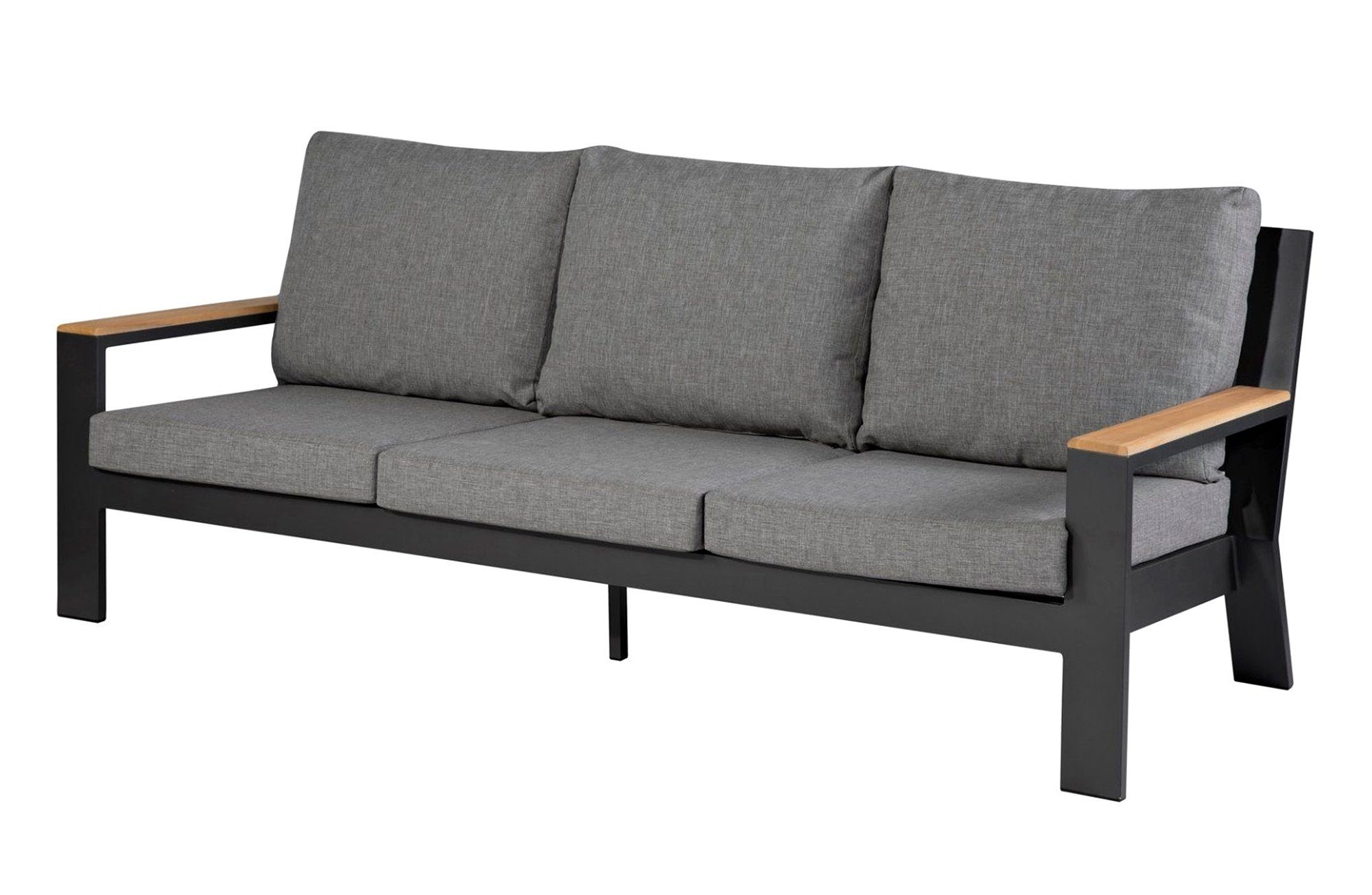 EXOTAN Gartenlounge-Set Lounge Sofa Valerie 3 Sitzer - Aluminium  Anthracite, mit 2 Armlehnen