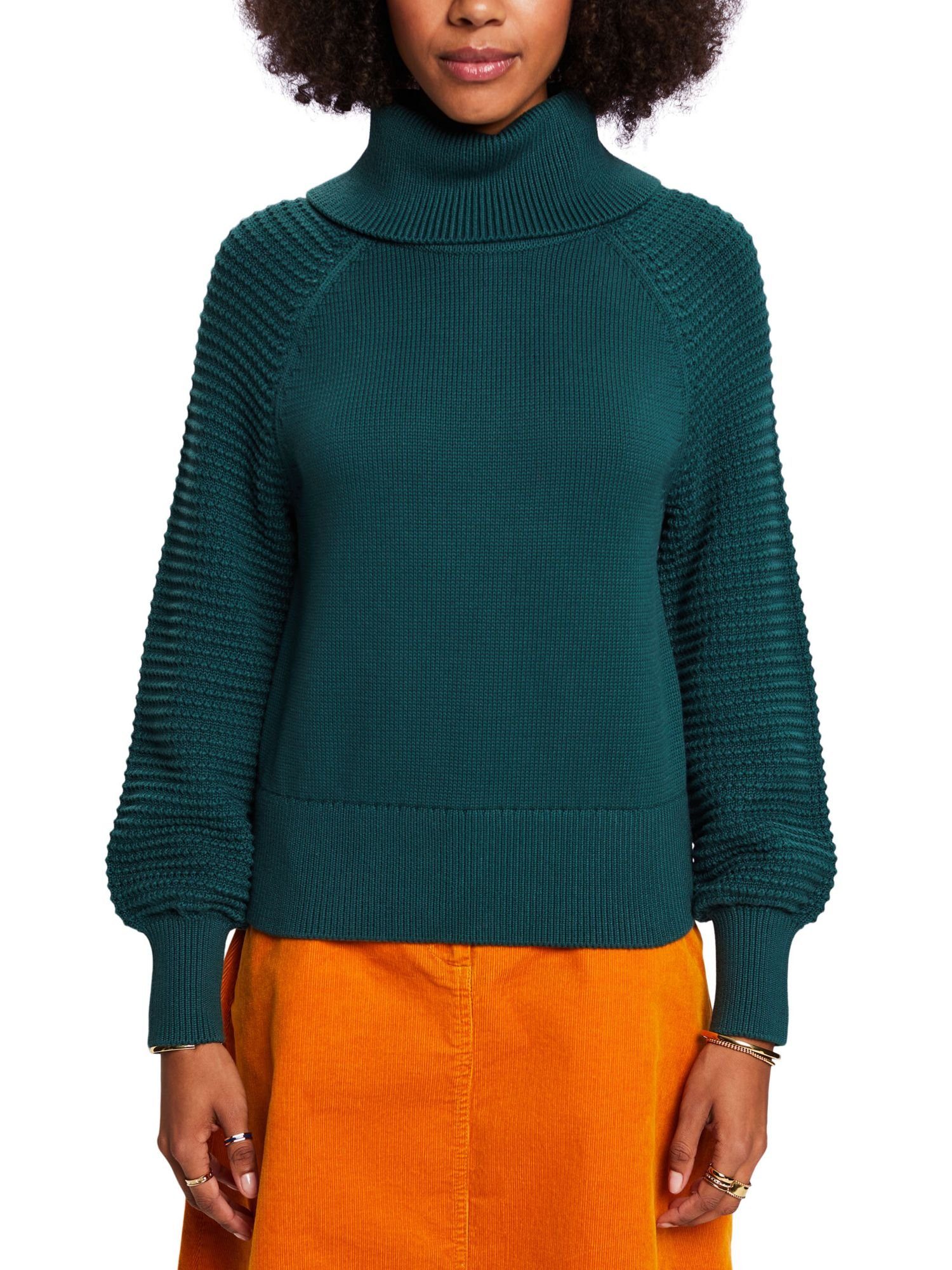 GREEN edc EMERALD Rollkragenpullover Esprit mit Baumwollpullover Rollkragen by