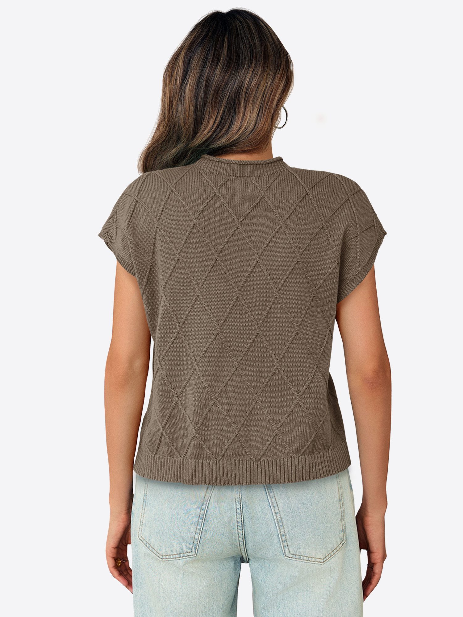 Imily Bela Kurzarmpullover Damen T-Shirt mit Stehkragen und kurzen Ärmeln (Packung, 1-tlg., 1per-Pack) einfarbig – Bild 3 von 5