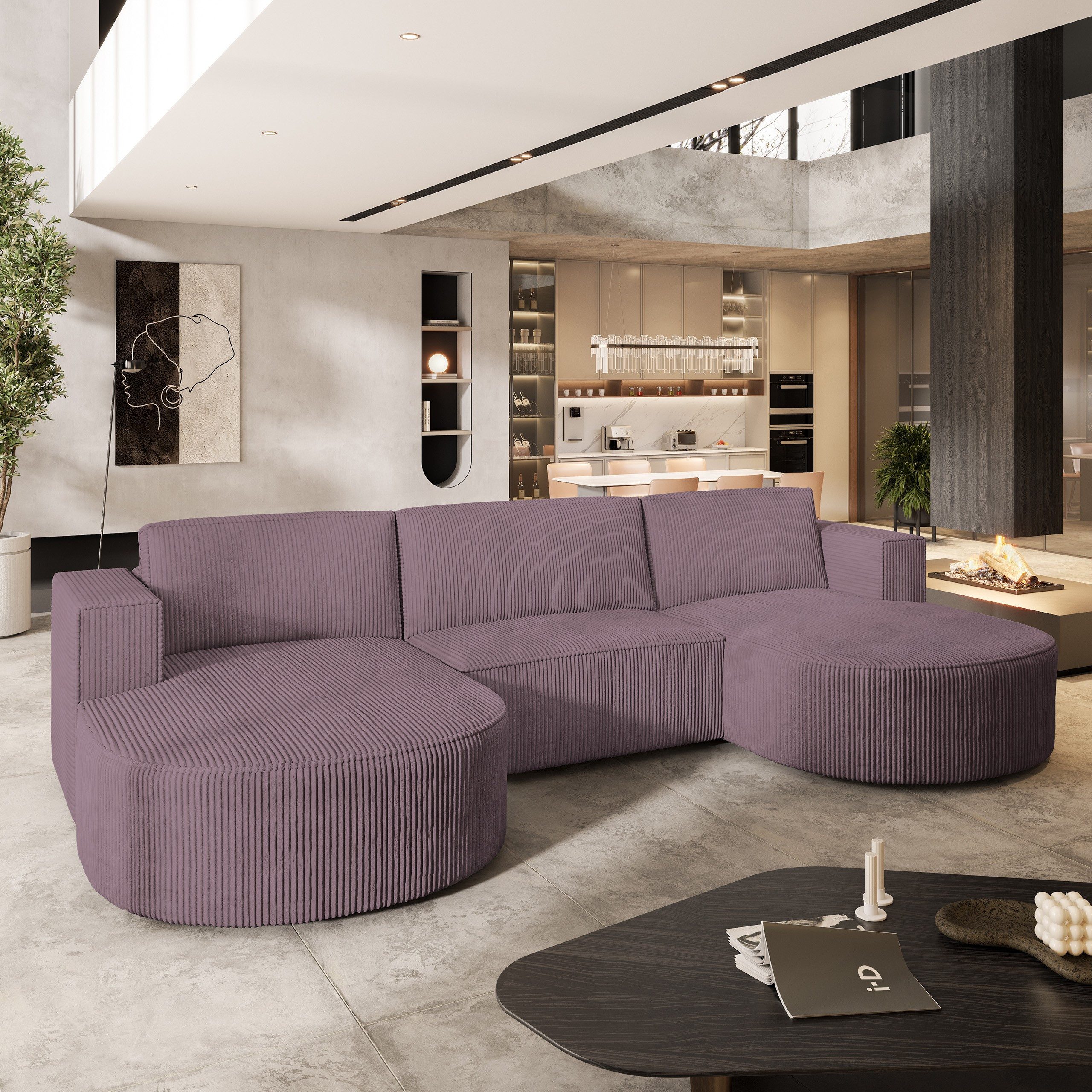 Masseno Ecksofa VEZZO mit Schlaffunktion U-Form, Sofa mit Bettkasten