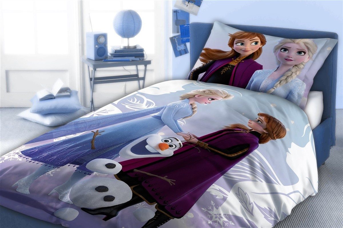 Disney Frozen Bettwäsche Kinder-Bettwäsche „Frozen – Anna, Olaf & Elsa“ 160x200 + 70x80, 100
