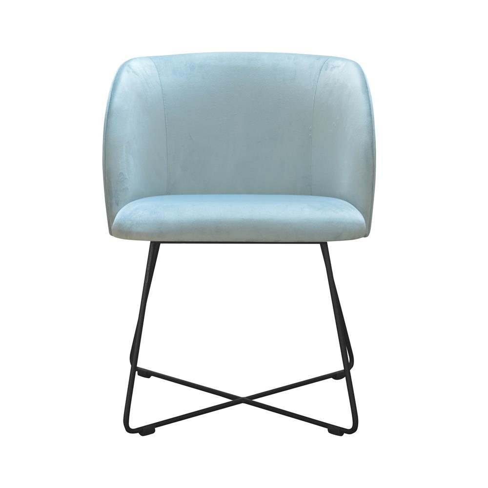 JVmoebel Stuhl, Design Stuhl Sitz Praxis Ess Zimmer Stühle Textil Stoff Polster Warte Kanzlei Hellblau