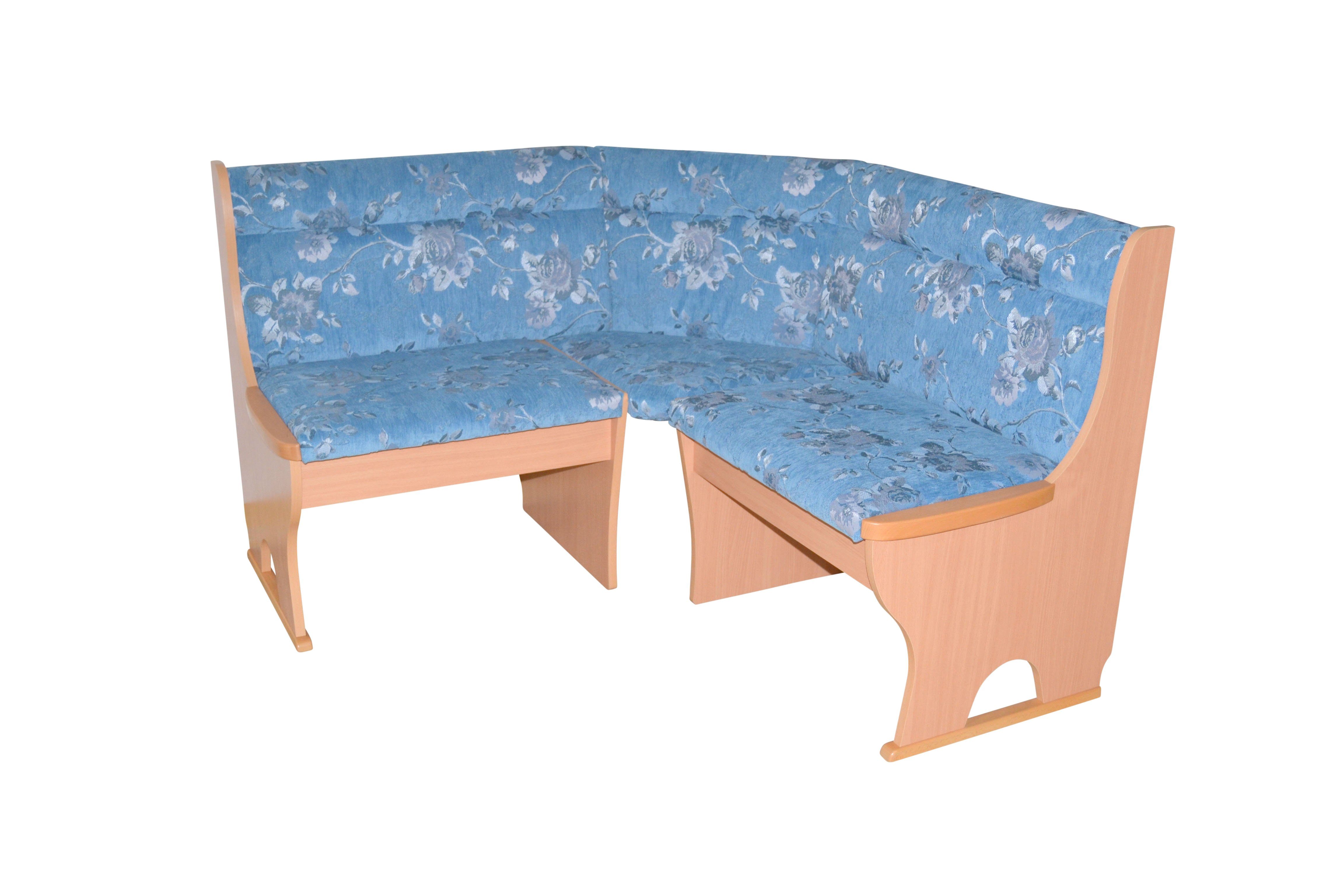 moebel-direkt-online Eckbank Anja (Mit Stauraumfunktion den Sitzflächen, | Stellfläche 125x125 Buche-Nachbildung blau cm) unter