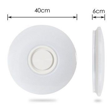 Clanmacy LED Deckenleuchte 24W Deckenlampe mit Bluetooth Lautsprecher, Musik Lampe, Bluetooth Lautsprecher, Warmweiß