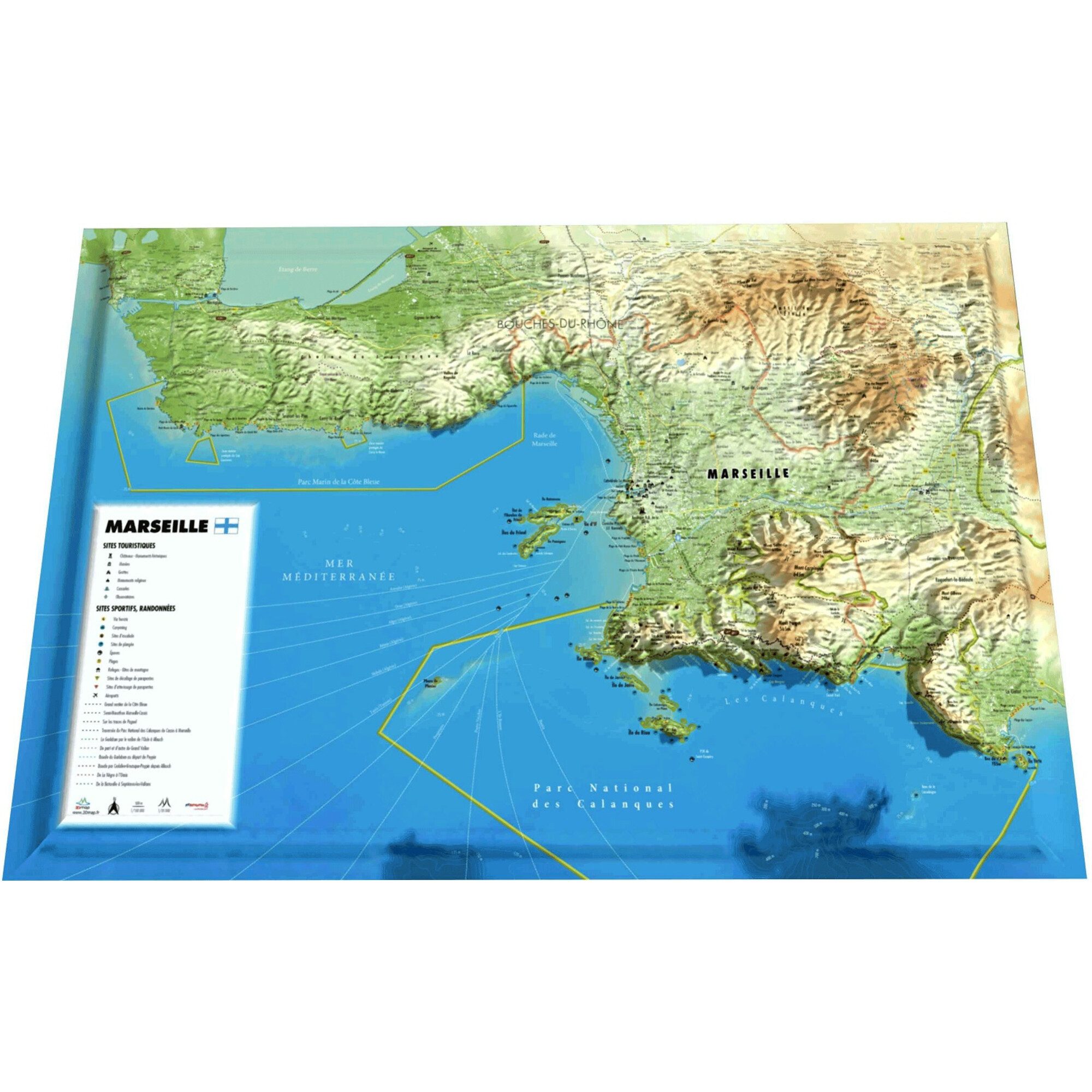 3Dmap Wandbild 3Dmap Regional-Karte Marseille (61 cm x 41 cm)