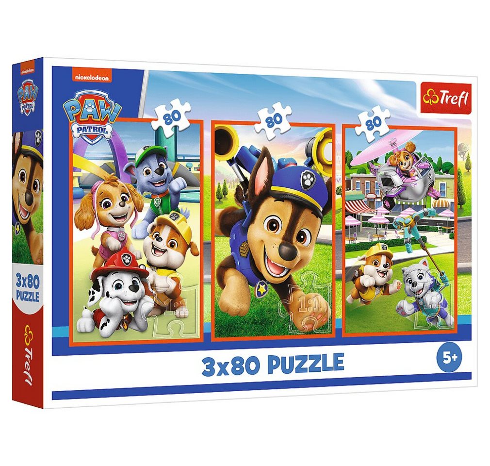 Trefl Puzzle Puzzle Paws Patrol: 3 x 80 Spiele, Puzzleteile