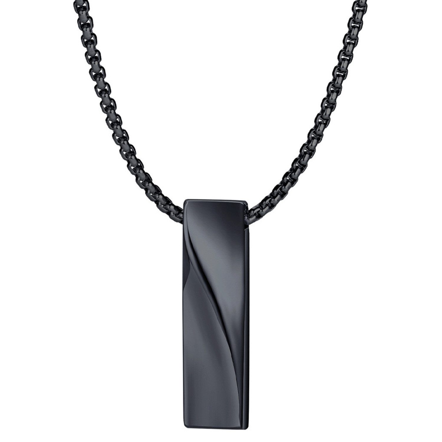 KARMA Kette mit Anhänger Halskette Herren Schwarz Edelstahl 60 cm (Set, 1-tlg., Herrenhalskette), Kette Herrenschmuck Edelstahlkette Schmuck Herren