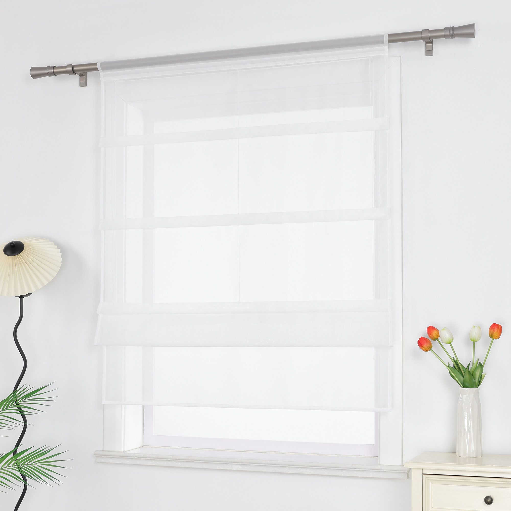 Joyswahl Raffrollo Oonagh, mit Stangendurchzug, Voile Uni, Bistrogardinen m günstig online kaufen