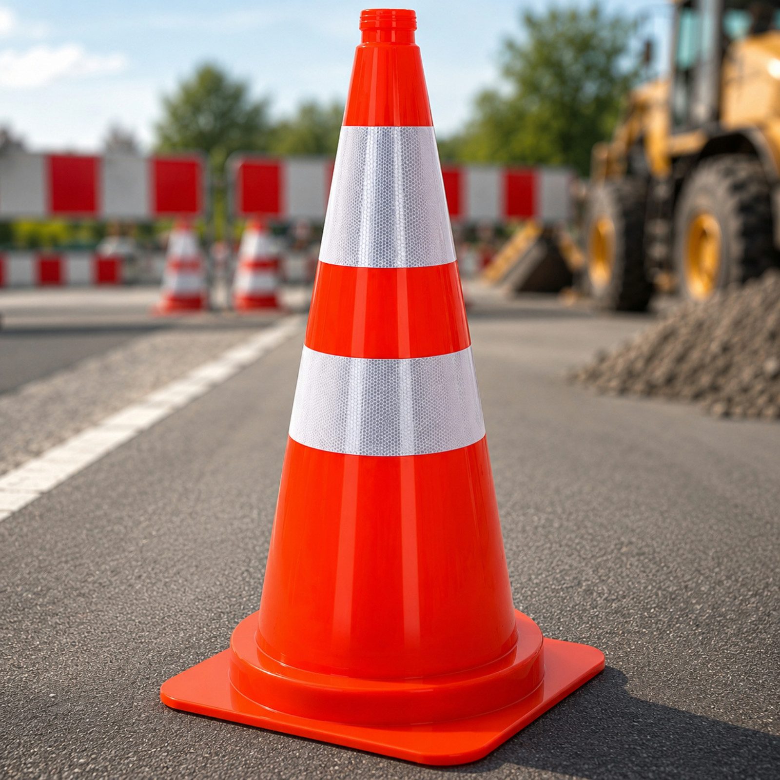 HAGO Leitkegel XXL Pylone Warnkegel Markierungskegel Absperrung Hütchen Orange (Einzelartikel, 1 St., 1 × XXL Verkehrsleitkegel 75 cm Pylone Warnkegel Markierungskegel), Robuste PE-Ausführung, zwei reflektierende Streifen, auffällige orange