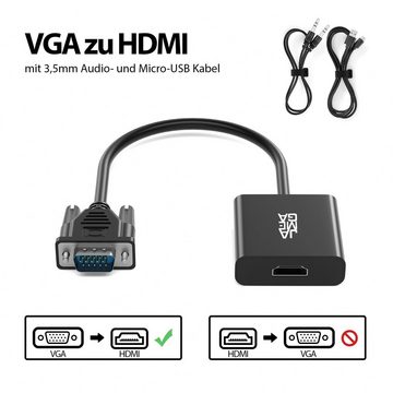 JAMEGA VGA auf HDMI Adapter Audio-Untersützung 1080P Auflösung VGA zu HDMI Adapter